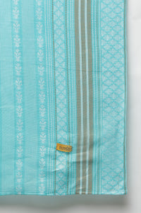 Blue Floral Dobby kurta, Tights &amp; Pants Set