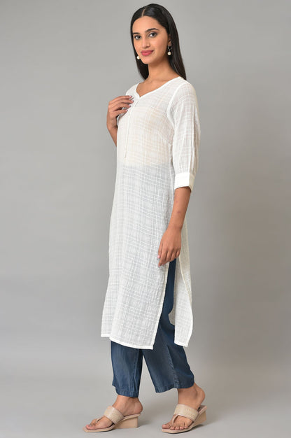 White Cotton kurta &amp; Denim Narrow Pants