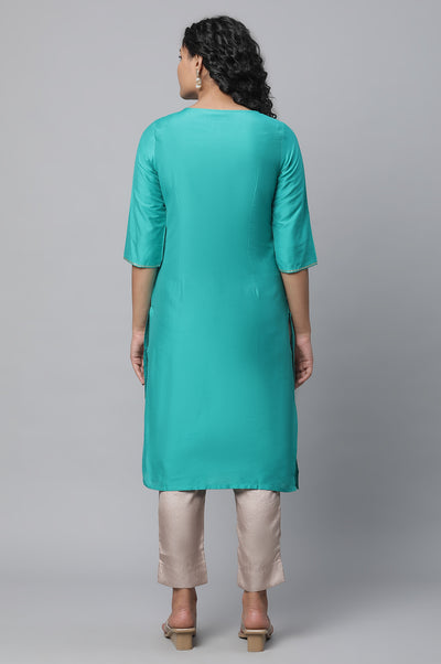 Green Embroidered kurta & Trousers Set