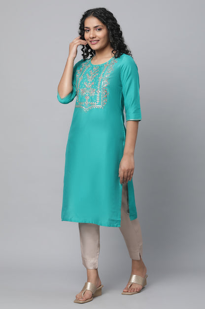 Green Embroidered kurta &amp; Trousers Set