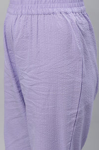 Purple Seer Sucker Embroidered Kurta Co-ord Set