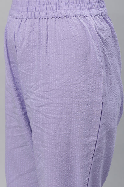 Purple Seer Sucker Embroidered Kurta Co-ord Set