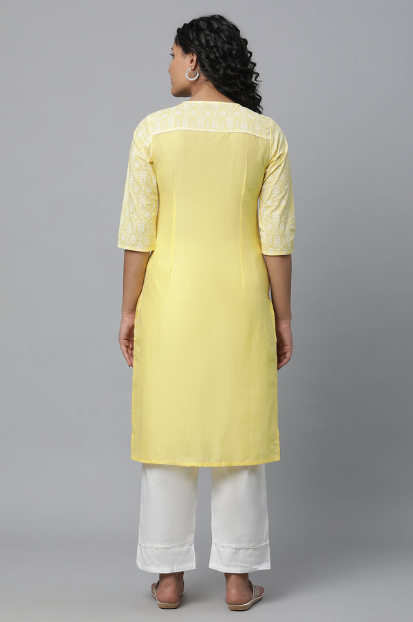 Yellow Printed Cotton kurta & Palazzo Set