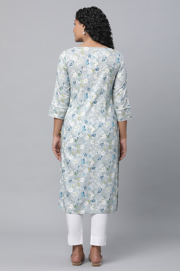 Grey Floral Printed kurta & Palazzo Set