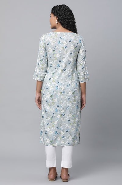 Grey Floral Printed kurta & Palazzo Set