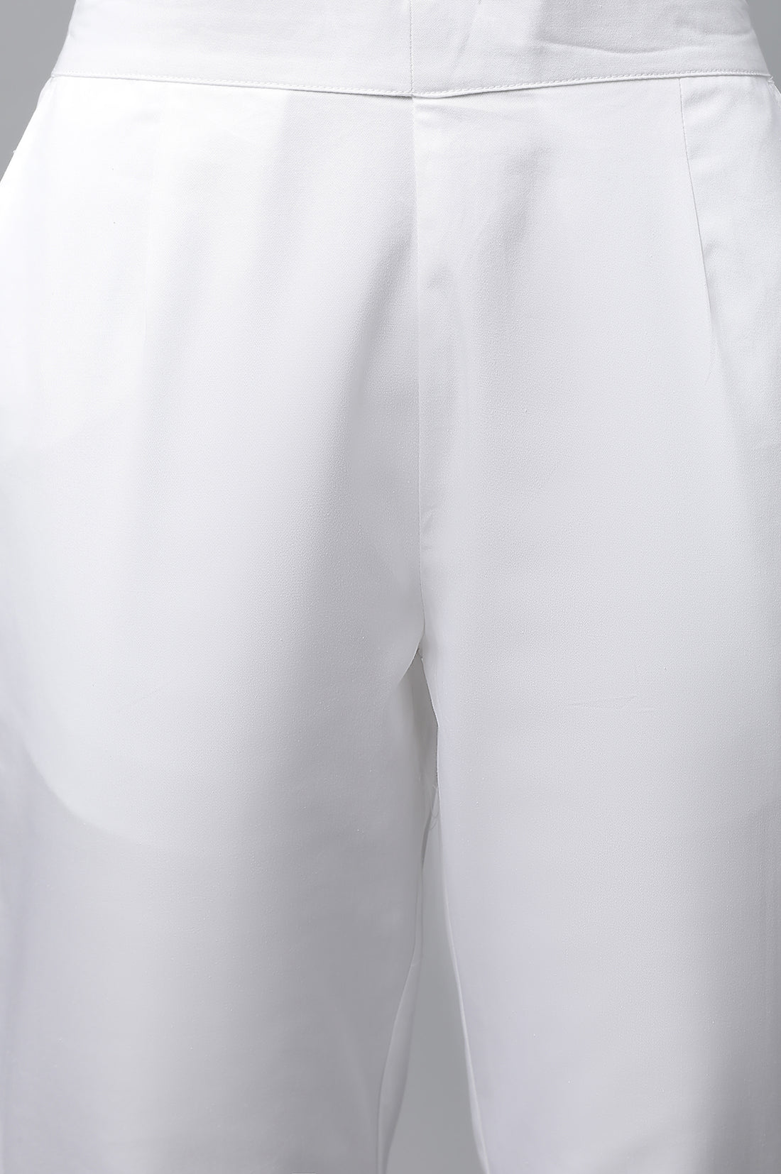 White Textured Cotton Kurta and Trouser Set