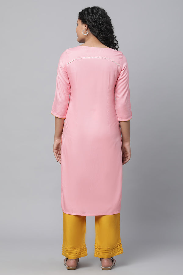 Pink Printed kurta & Palazzo Set