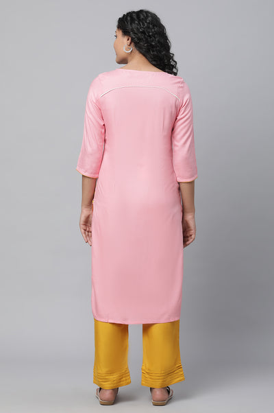 Pink Printed kurta & Palazzo Set