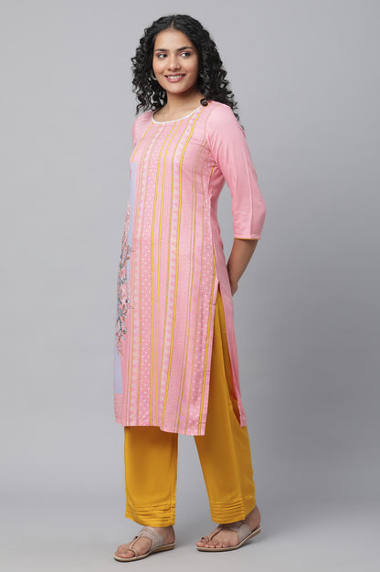 Pink Printed kurta &amp; Palazzo Set