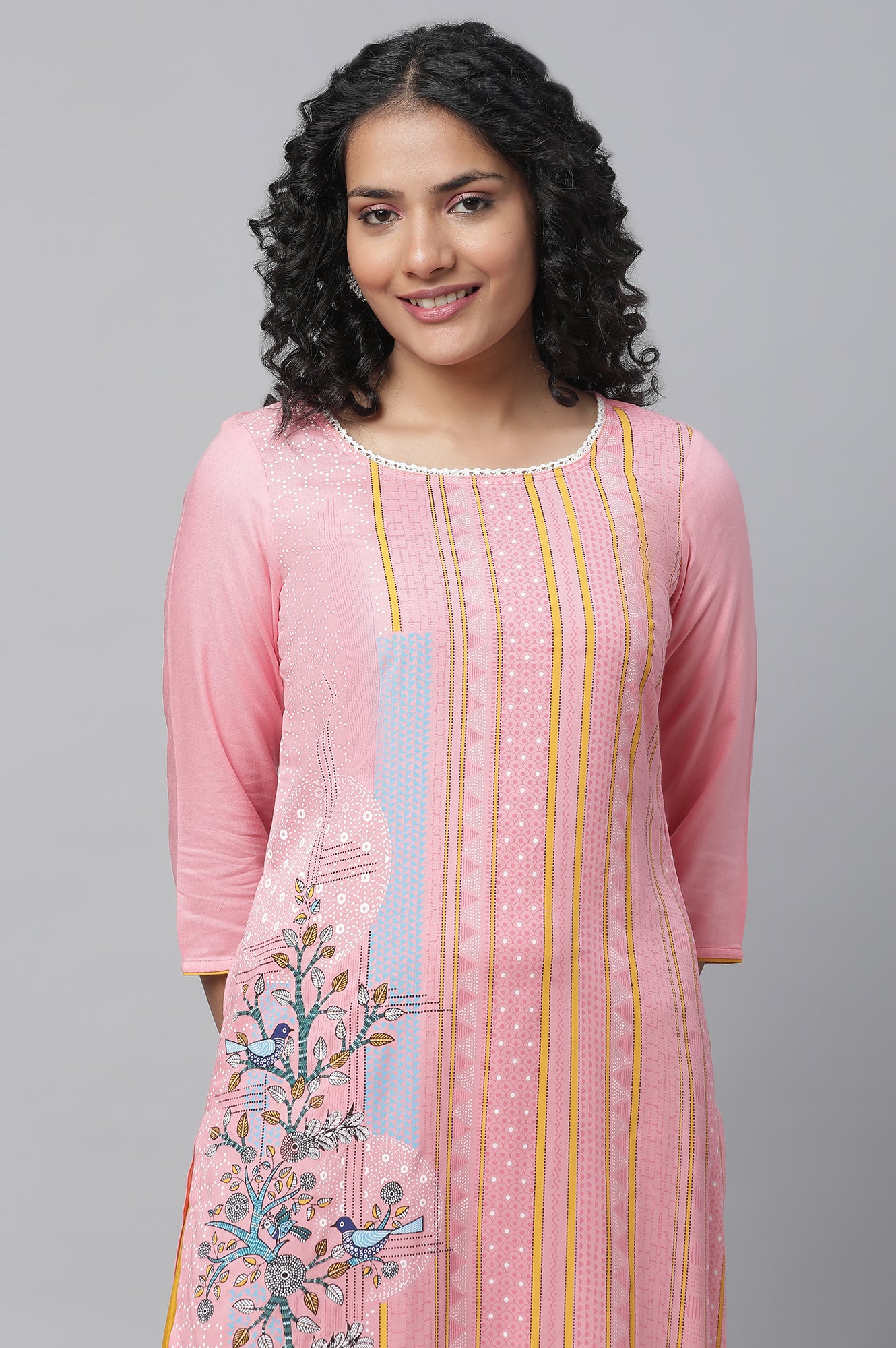 Pink Printed kurta &amp; Palazzo Set