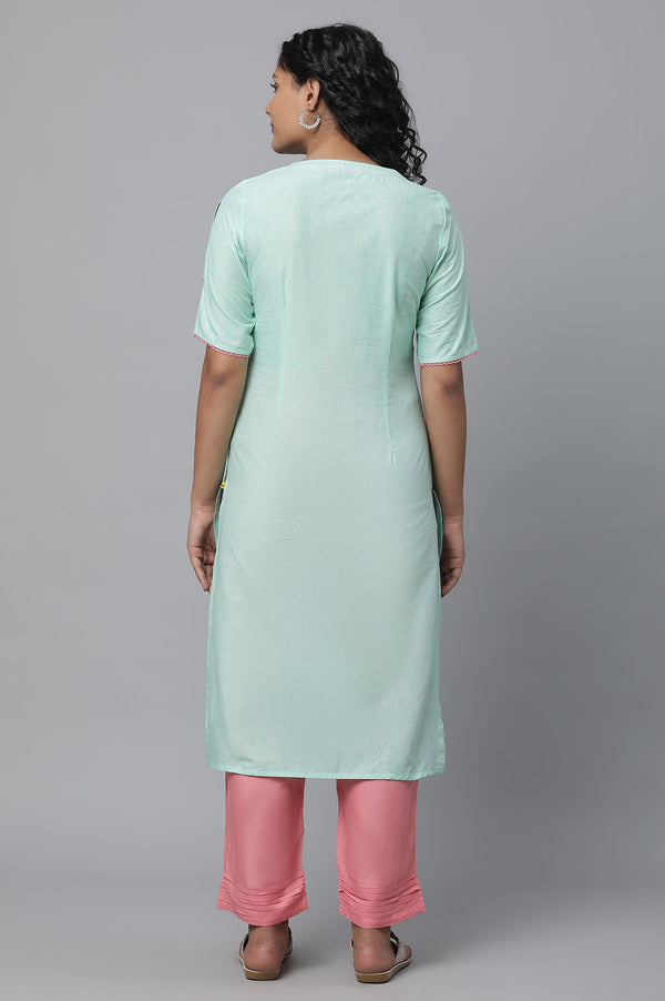 Green Printed kurta & Palazzo Set