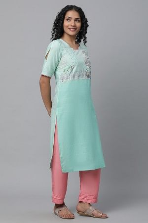 Green Printed kurta &amp; Palazzo Set