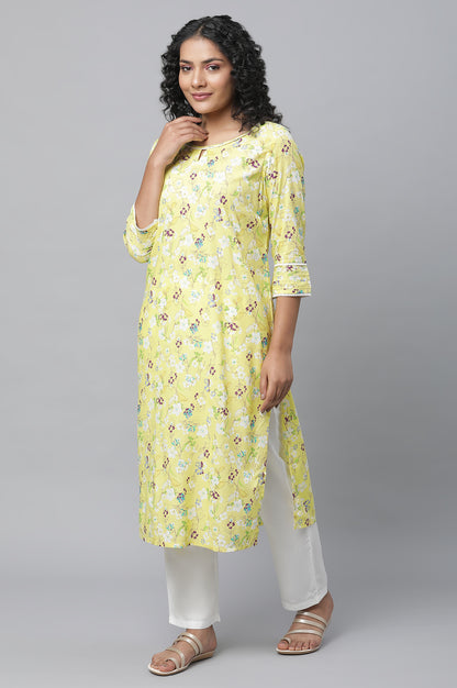 Yellow Floral Printed kurta &amp; Palazzo Set