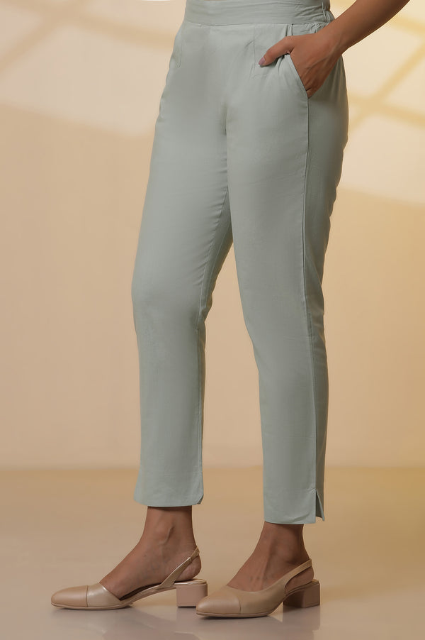 Aqua Green Striped Kurta and Trouser Set