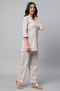 White Floral Print Summer Co-Ord Set