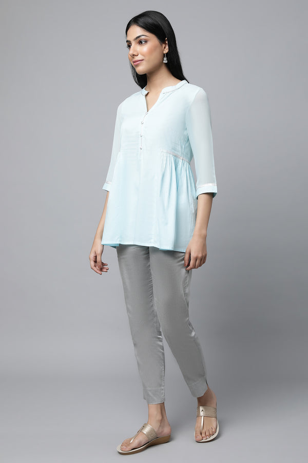 Blue Gathered kurta & Trouser Set
