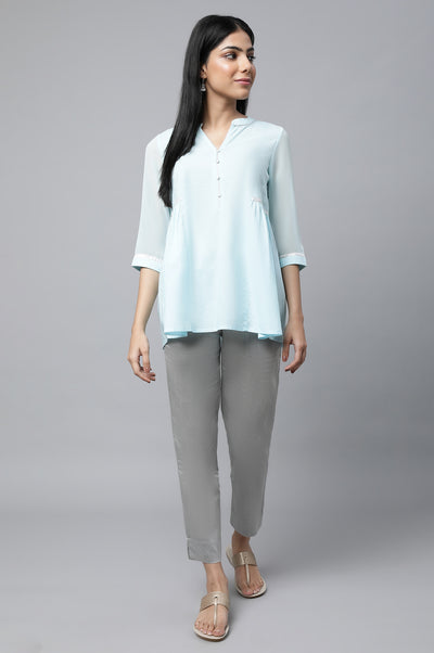 Blue Gathered kurta & Trouser Set