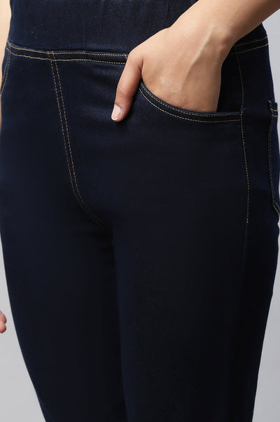 White Check Printed kurta & Denim Jeggings