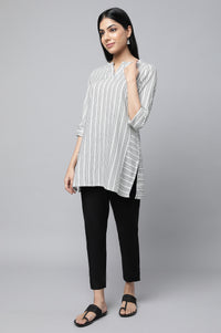 White Striped kurta &amp; Trousers Set