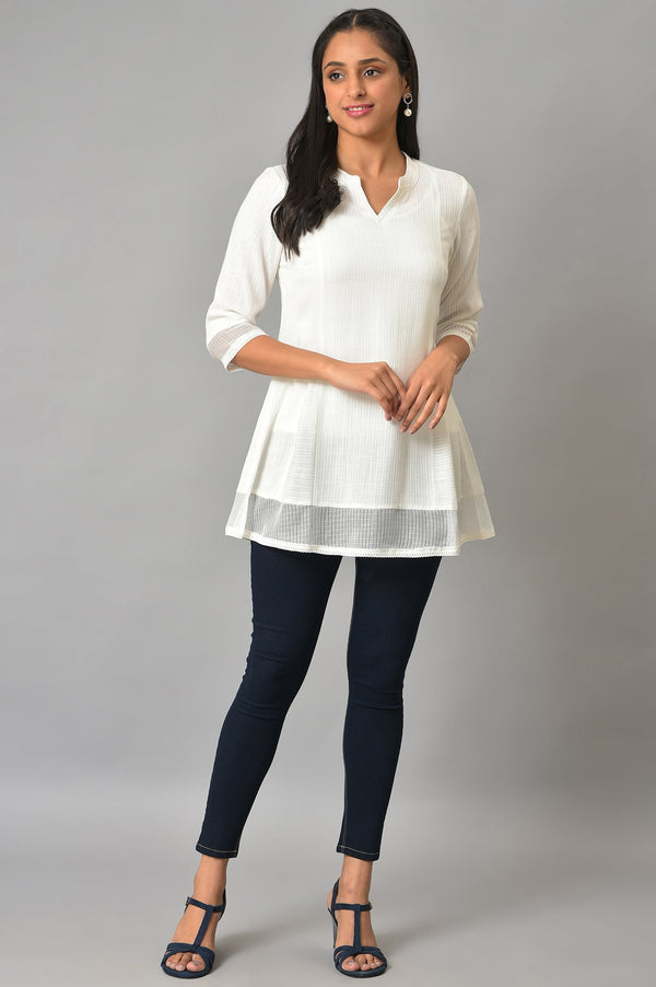 White Textured kurta & Jeggings Set