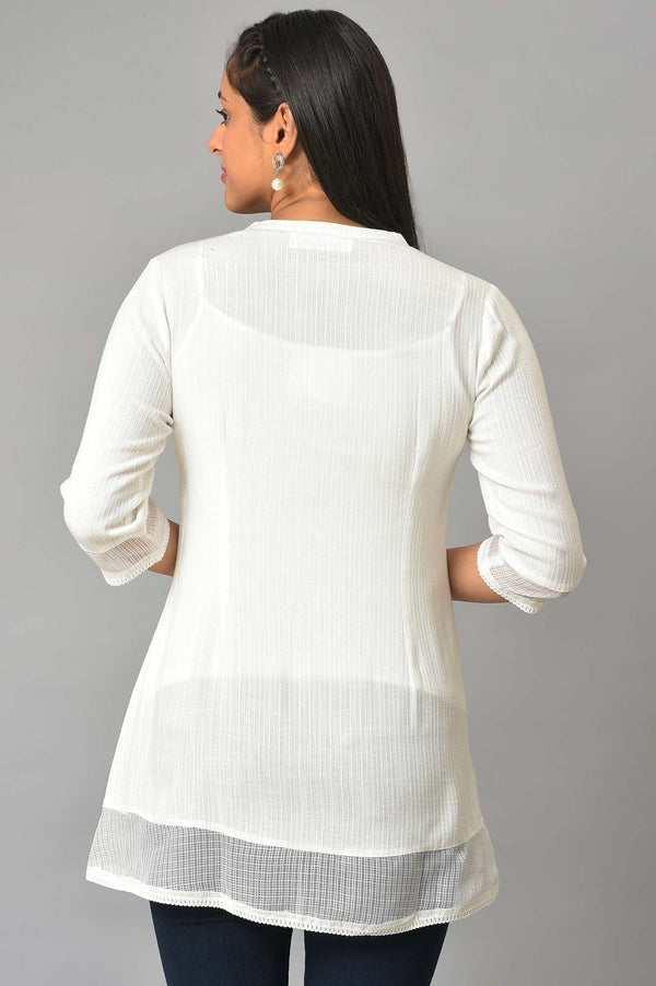 White Textured kurta & Jeggings Set