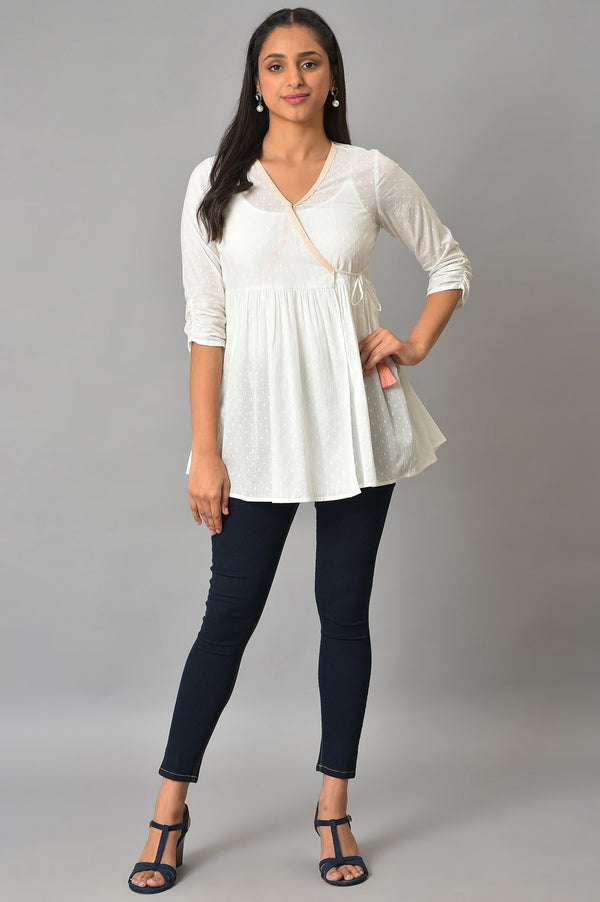 White Angarakha kurta & Jeggings Set