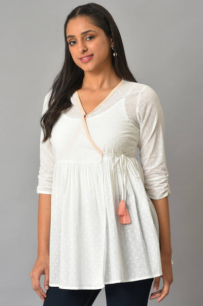 White Angarakha kurta & Jeggings Set