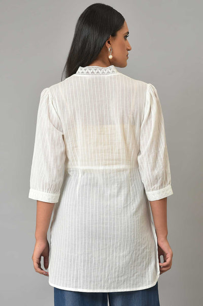 White Cotton kurta & Narrow Palazzo Set