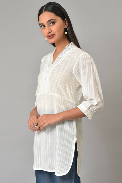 White Cotton kurta & Narrow Palazzo Set
