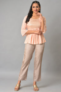 Peach Embellished kurta And Pants Set