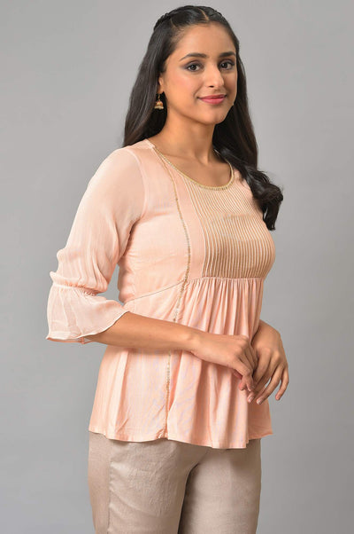 Peach Embellished kurta And Pants Set