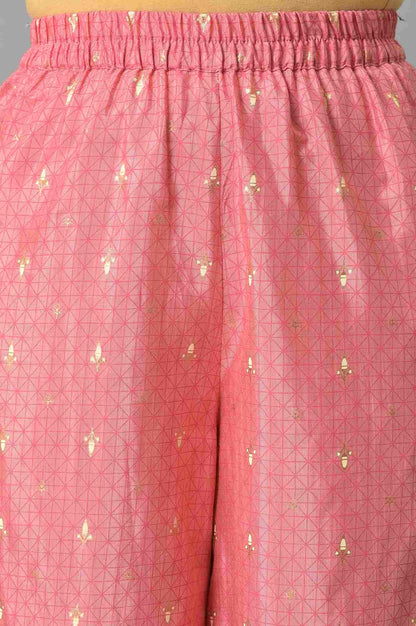 Pink Festive kurta With Narrow Palaza And Yellow Dupatta