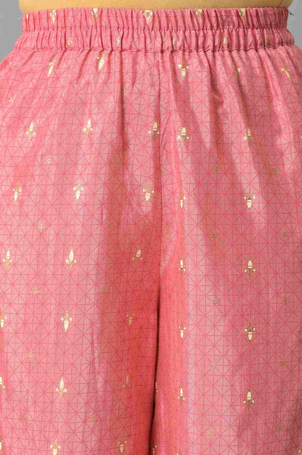 Pink Festive kurta With Narrow Palaza And Yellow Dupatta