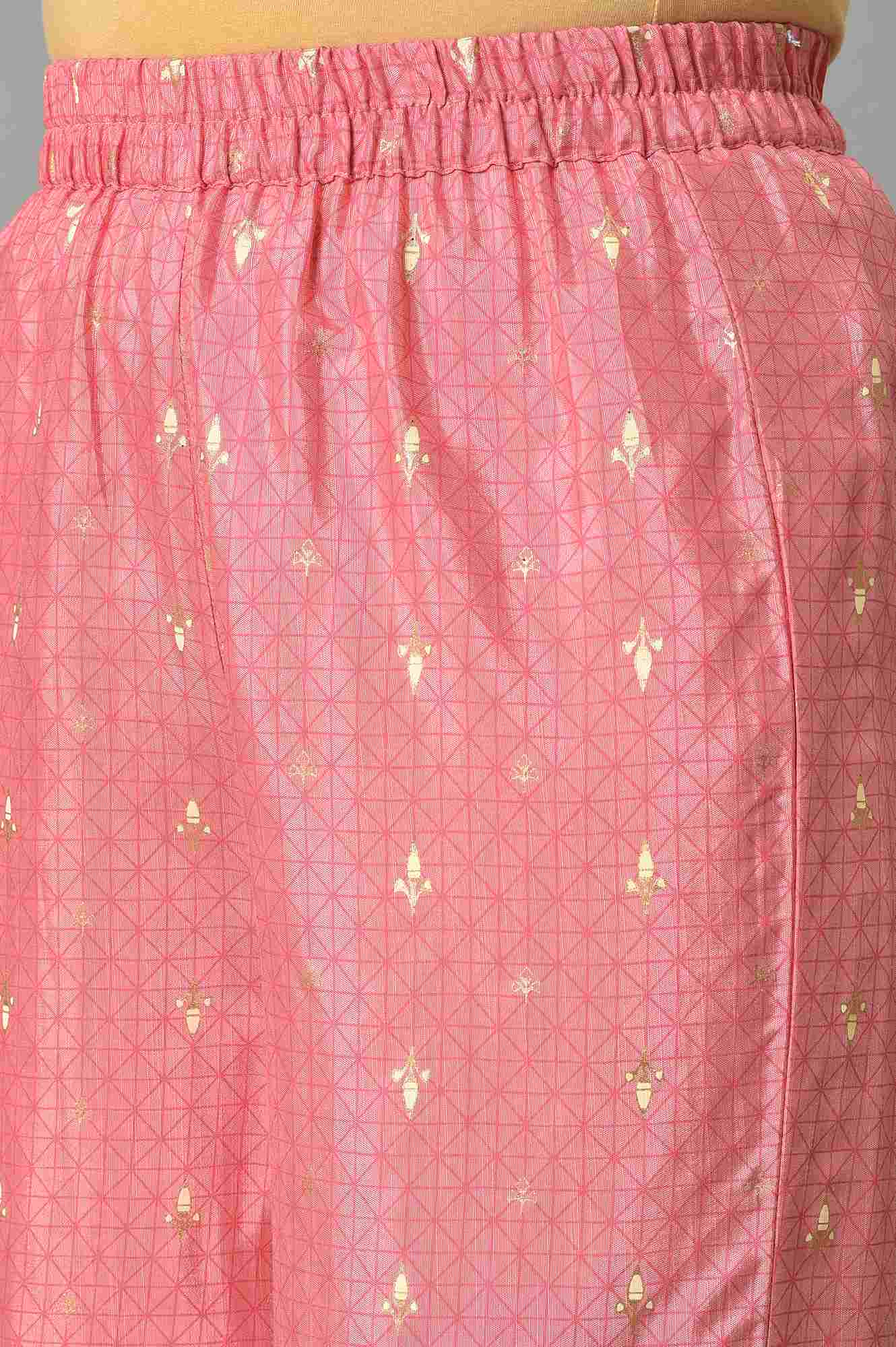 Pink Festive kurta With Narrow Palaza And Yellow Dupatta