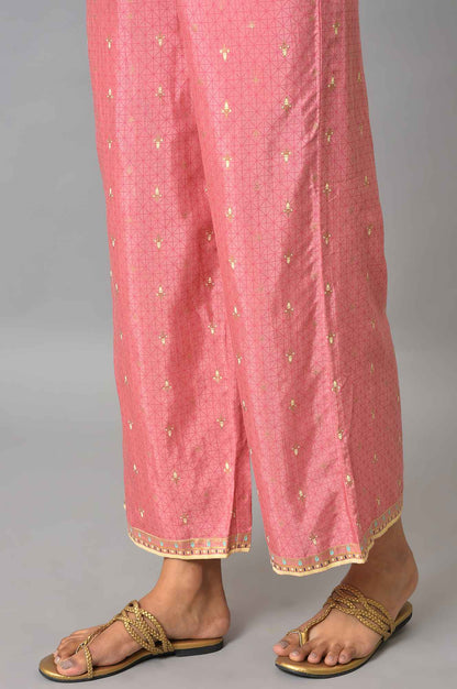 Pink Festive kurta With Narrow Palaza And Yellow Dupatta