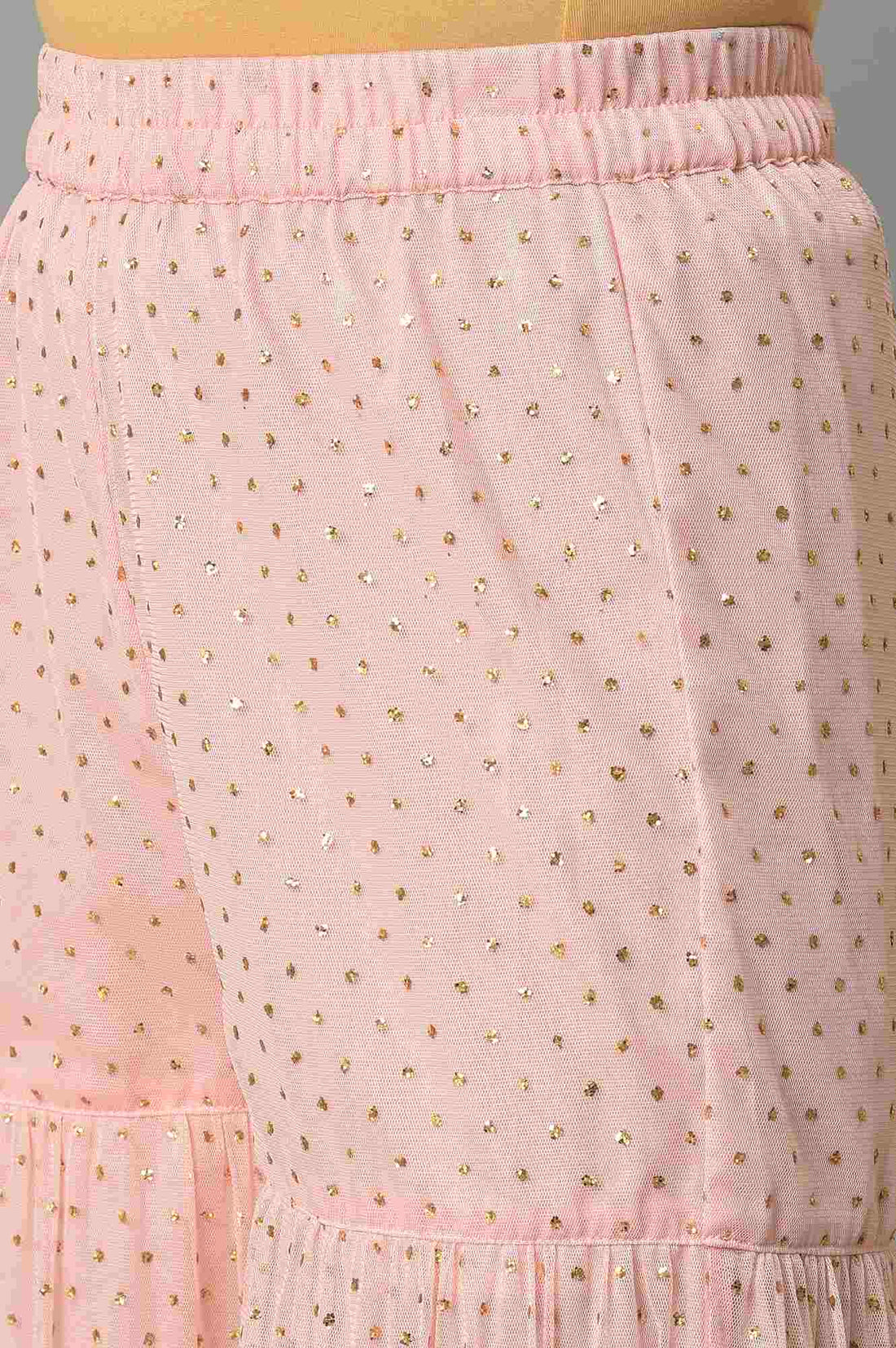 Blue Floral Printed kurta With Pink Net Sharara And Dupatta