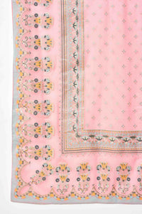 Blue Floral Printed kurta With Pink Net Sharara And Dupatta
