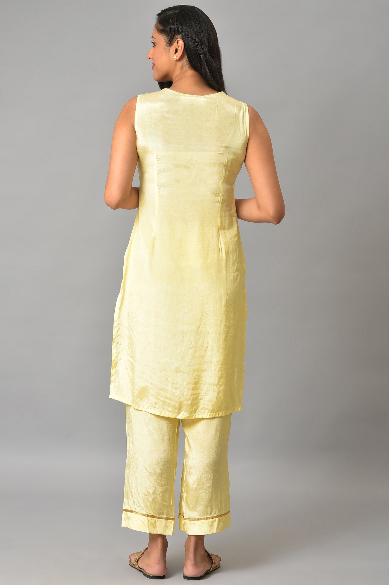 Yellow Flared Panelled Dress