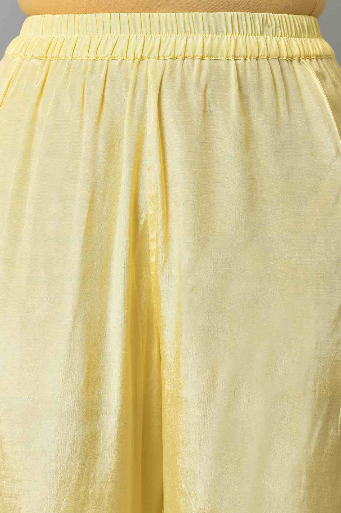 Pink Ornated Long Gillet With Yellow Inner kurta And Trousers