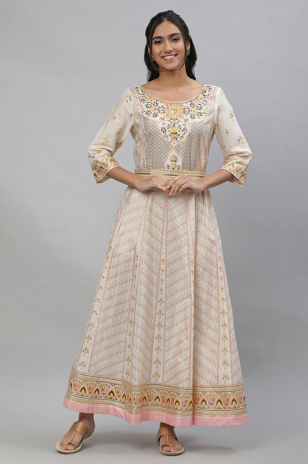 White A-Line Printed Summer Dress