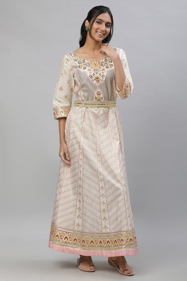 White A-Line Printed Summer Dress