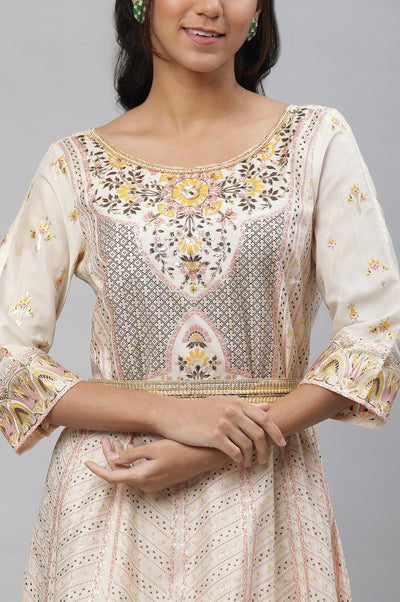 White A-Line Printed Summer Dress