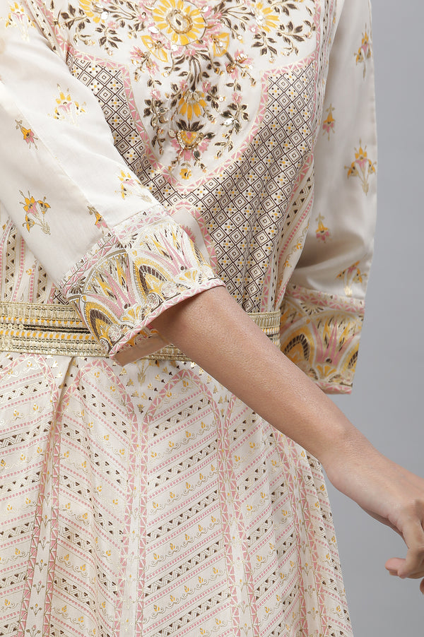 White A-Line Printed Summer Dress