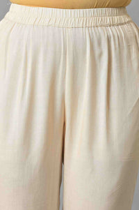 Yellow Embroidered kurta With Natural Trousers And Dupatta
