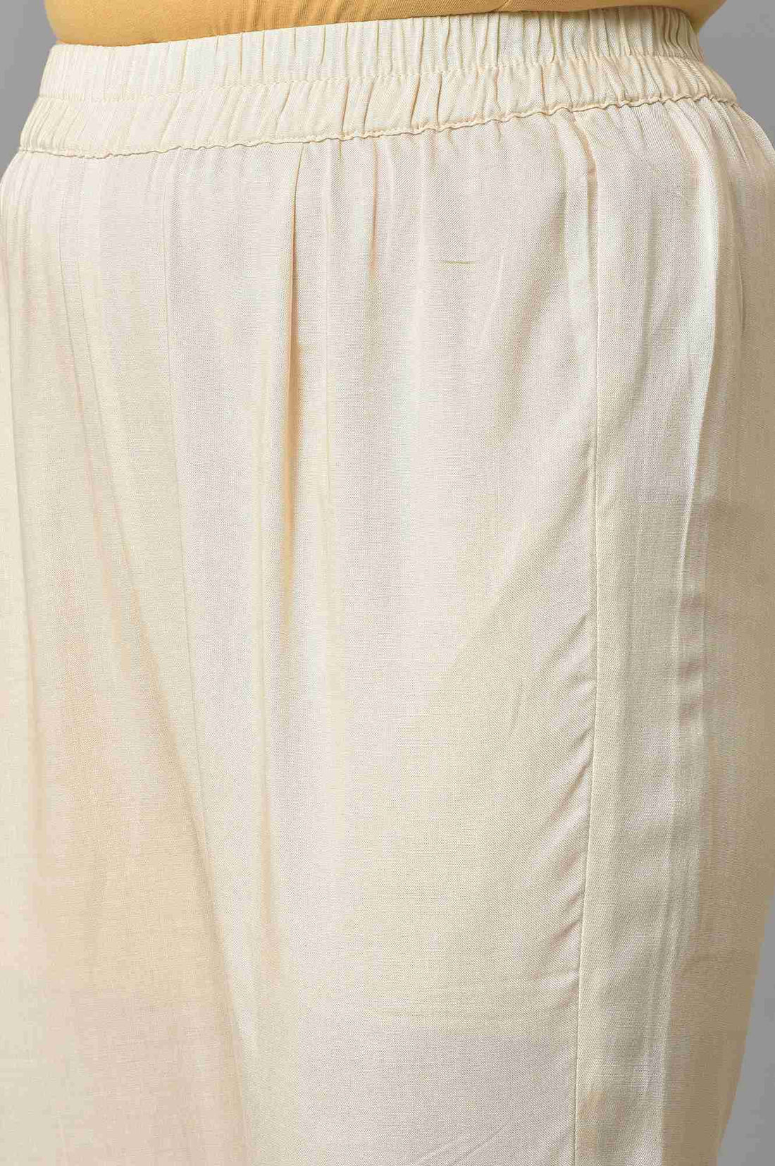 Yellow Embroidered kurta With Natural Trousers And Dupatta