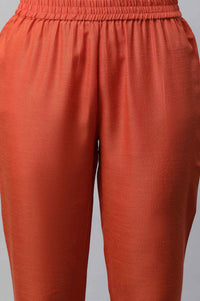 Blue Embroidered kurta With Orange Trousers And Dupatta