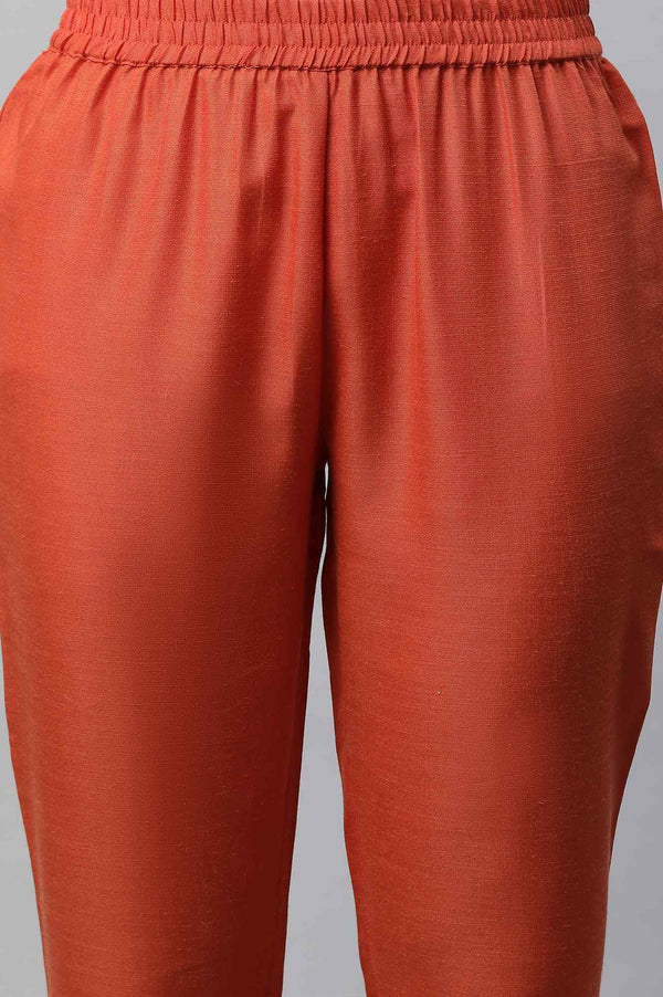 Blue Embroidered kurta With Orange Trousers And Dupatta