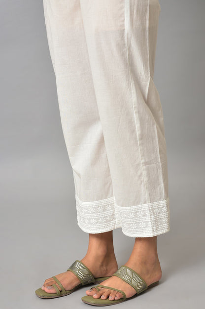 White Schiffli kurta And Palazzo Set