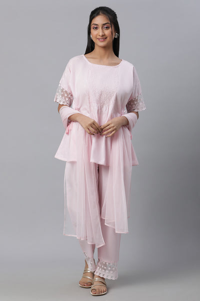 Pink Floral kurta, Pants & Dupatta