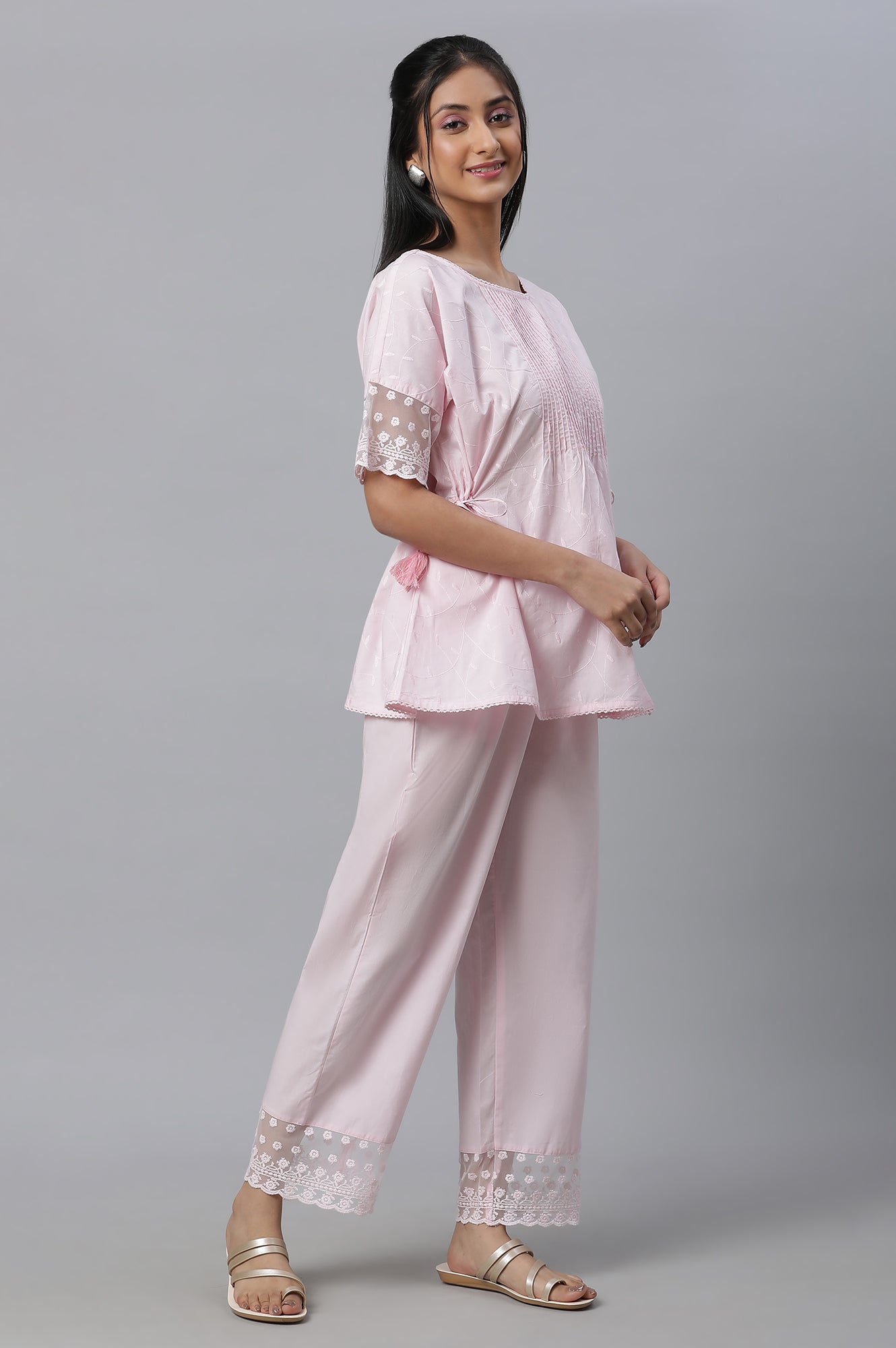 Pink Floral kurta, Pants &amp; Dupatta